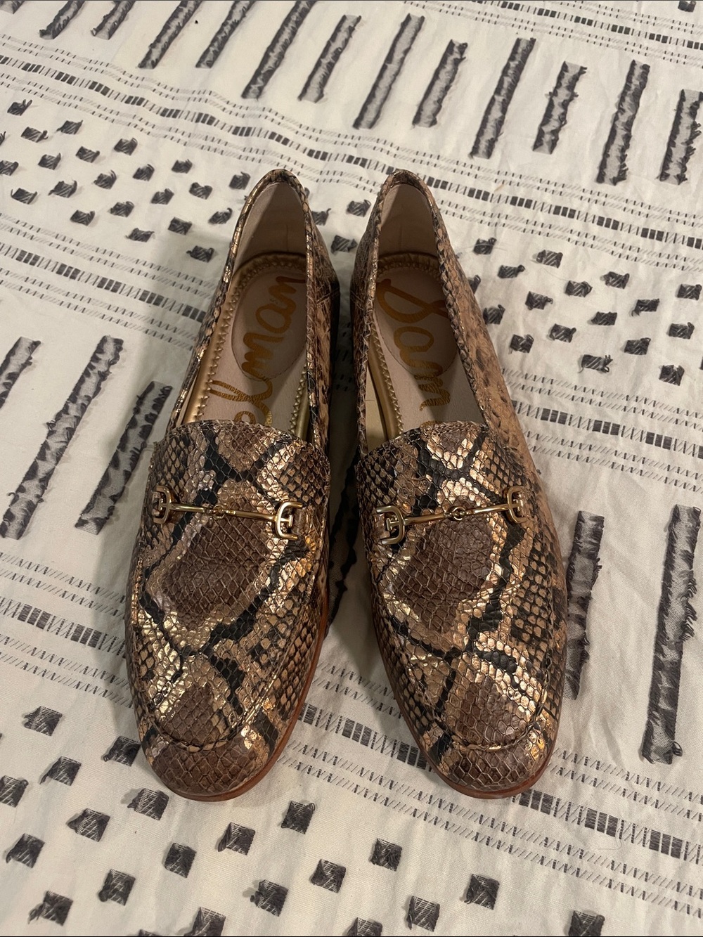 Sam Edelman Metallic Snake Print Loafers